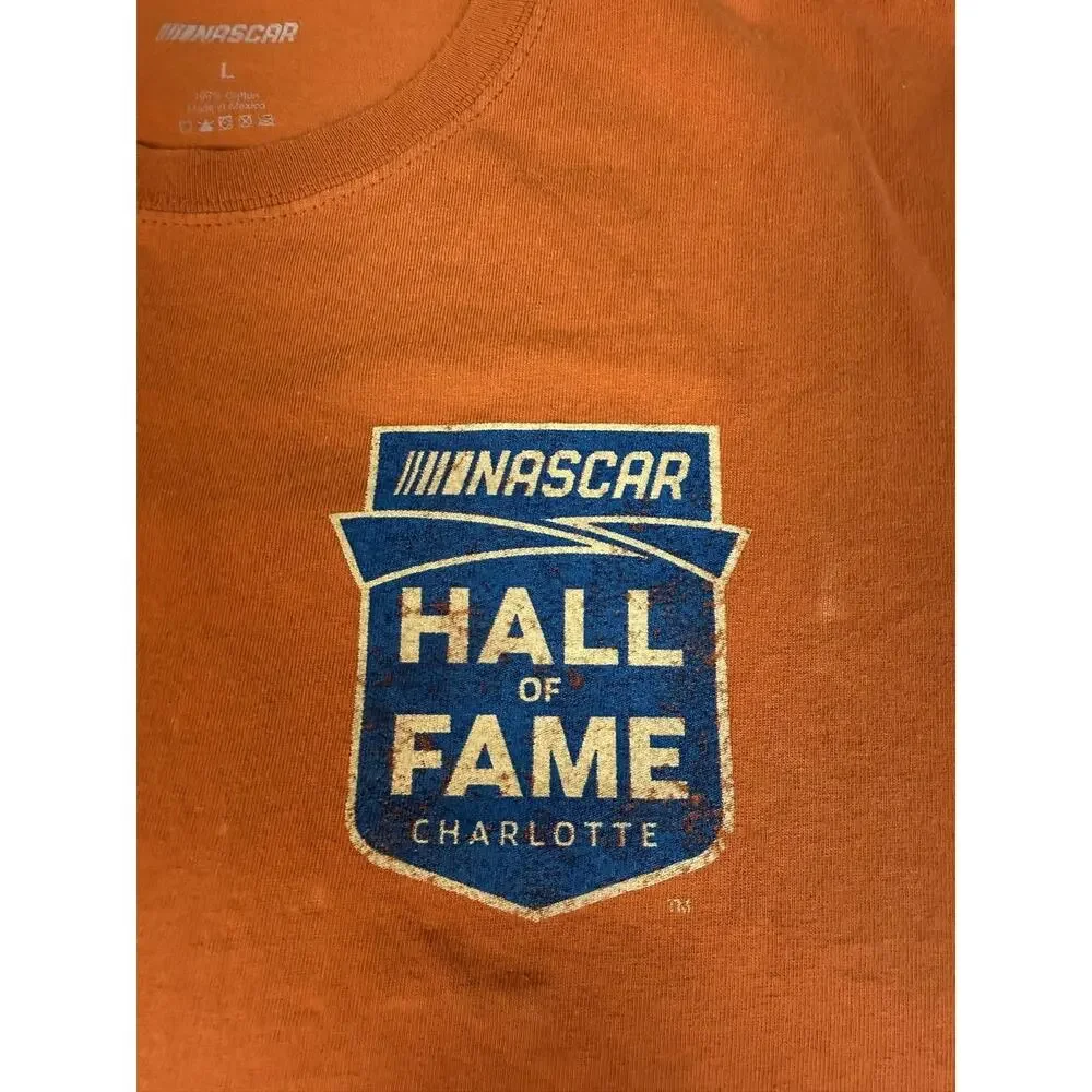 NASCAR Shirt Mens L Orange Hall Of Fame Charlotte Graphic Crew Neck Cotton